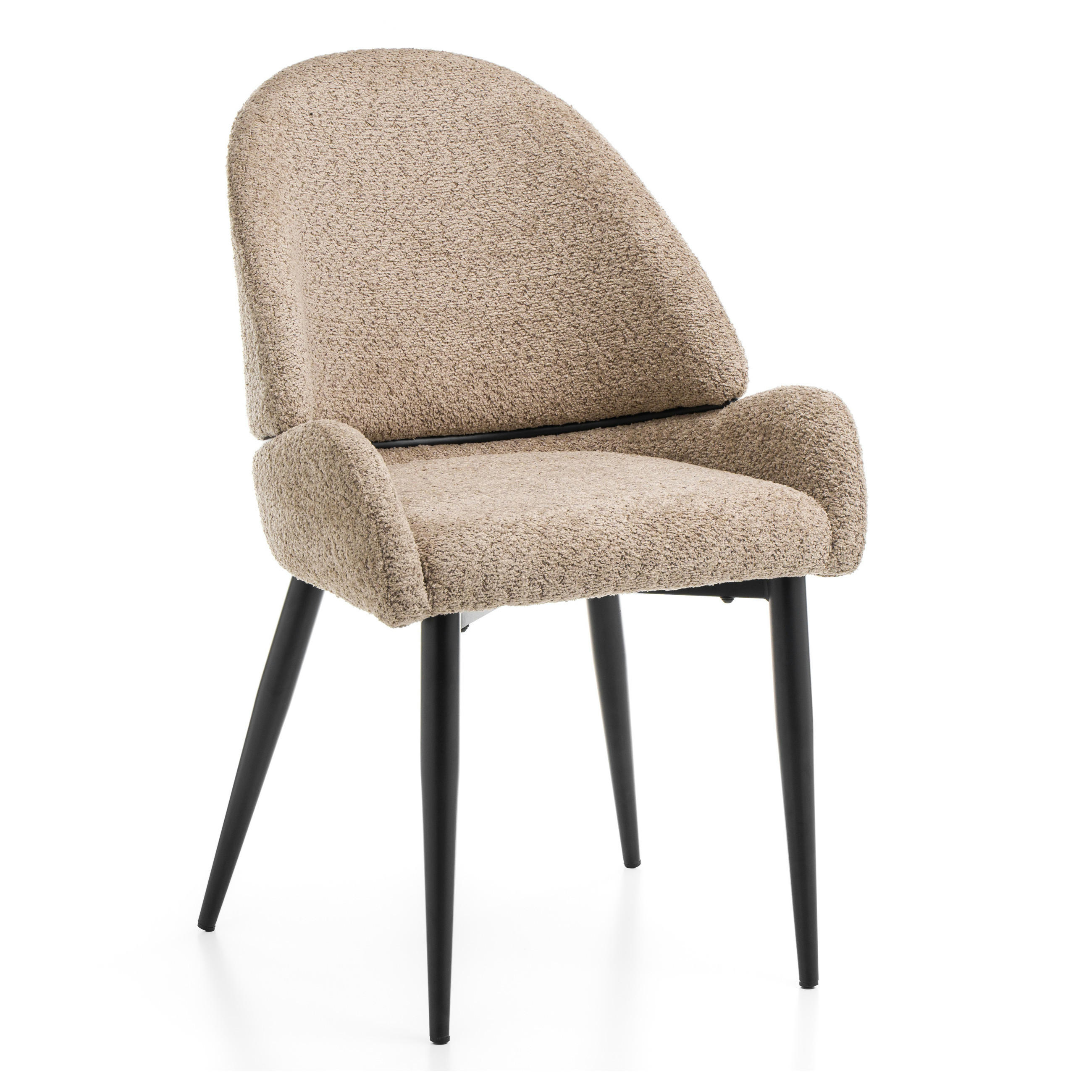 STUHL BERGAMO gepolsterter mit Steppung - dunkelbeige - Boucle - Beige/Schwarz, Textil/Metall (56/91/61cm) - NEW HOME