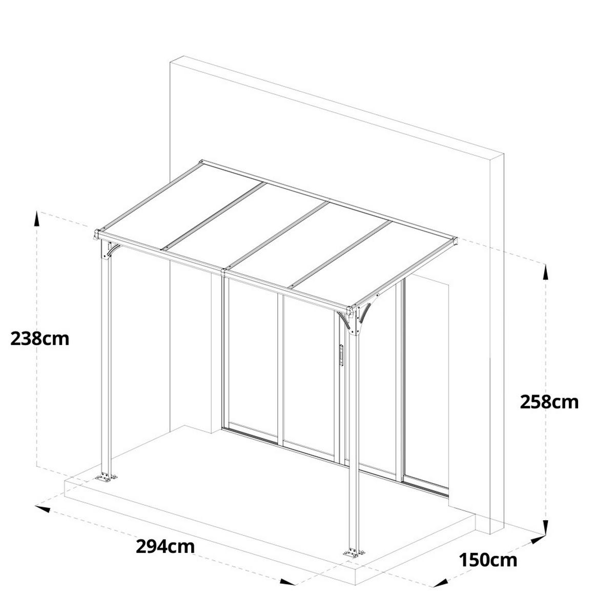 VORDACH CUBIS L - L - Anthrazit, Metall (294/258/150cm) - Home Deluxe