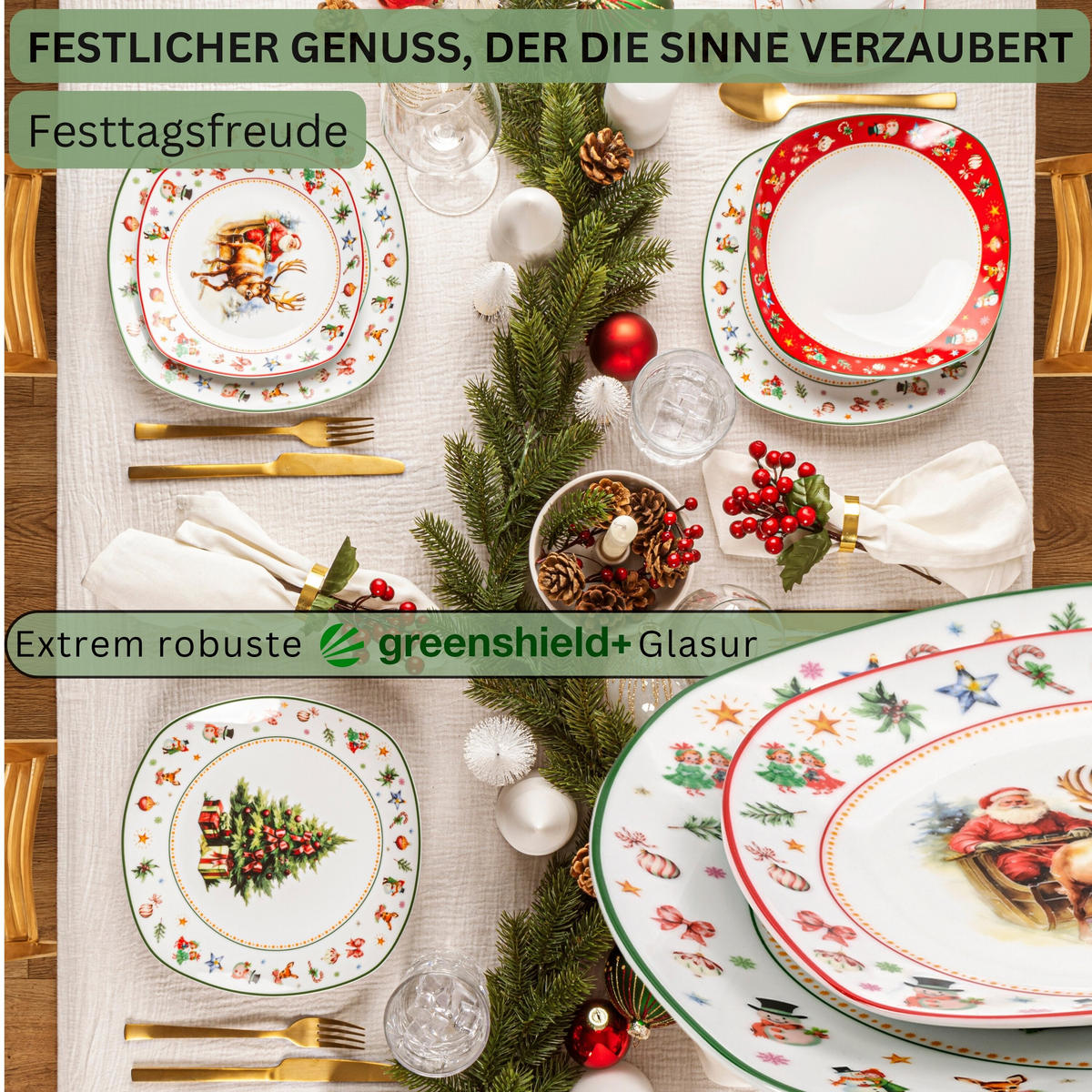 KOMBISERVICE BILGOLA CHRISTMAS DESIGN - 36 teilig aus Porzellan - Weiß, Keramik (50/30/70cm) - Sänger