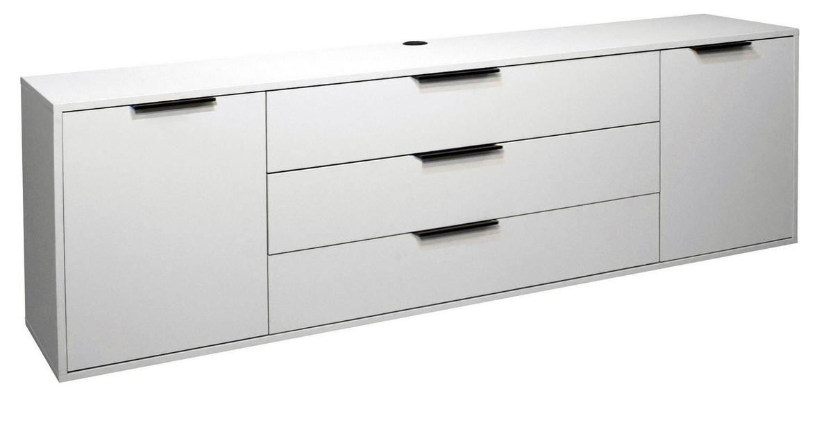 LOWBOARD Erna 216x45x67 Kreidegrau matt Lack - Hellgrau, Holzwerkstoff (216/67/45cm) - 58aufmkessel