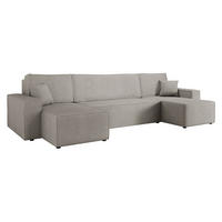 WOHNLANDSCHAFT Karl U - Hellgrau/Schwarz, Holz/Kunststoff (312/82/145cm) - MIRJAN24