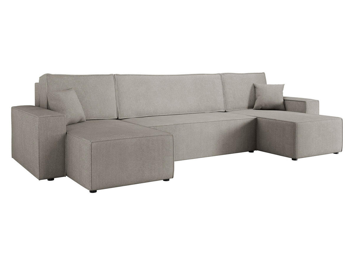 WOHNLANDSCHAFT Karl U - Hellgrau/Schwarz, Holz/Kunststoff (312/82/145cm) - MIRJAN24