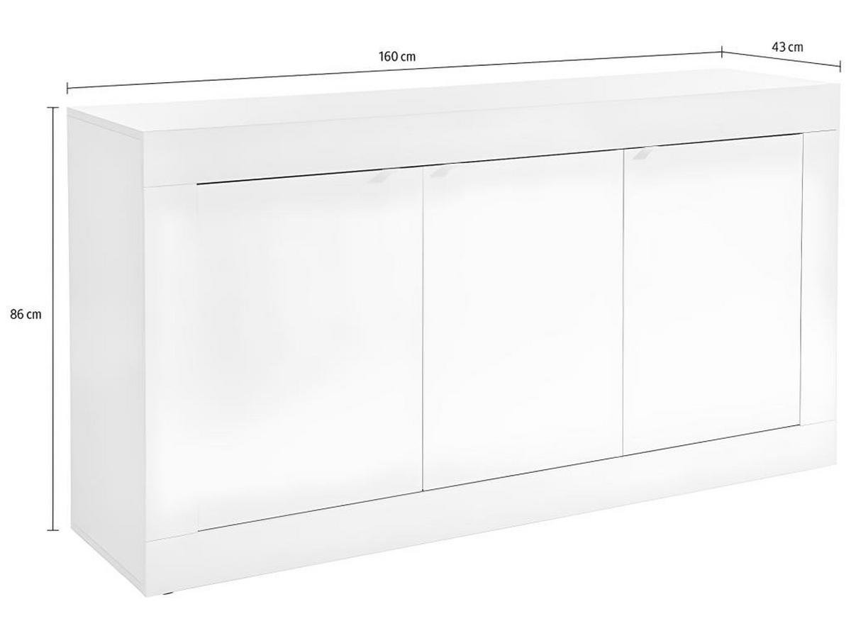 SIDEBOARD mit 3 Türen - Weiß lackiert - COMETE - Weiß, Holz (42/85.8/160cm) - Vente-Unique