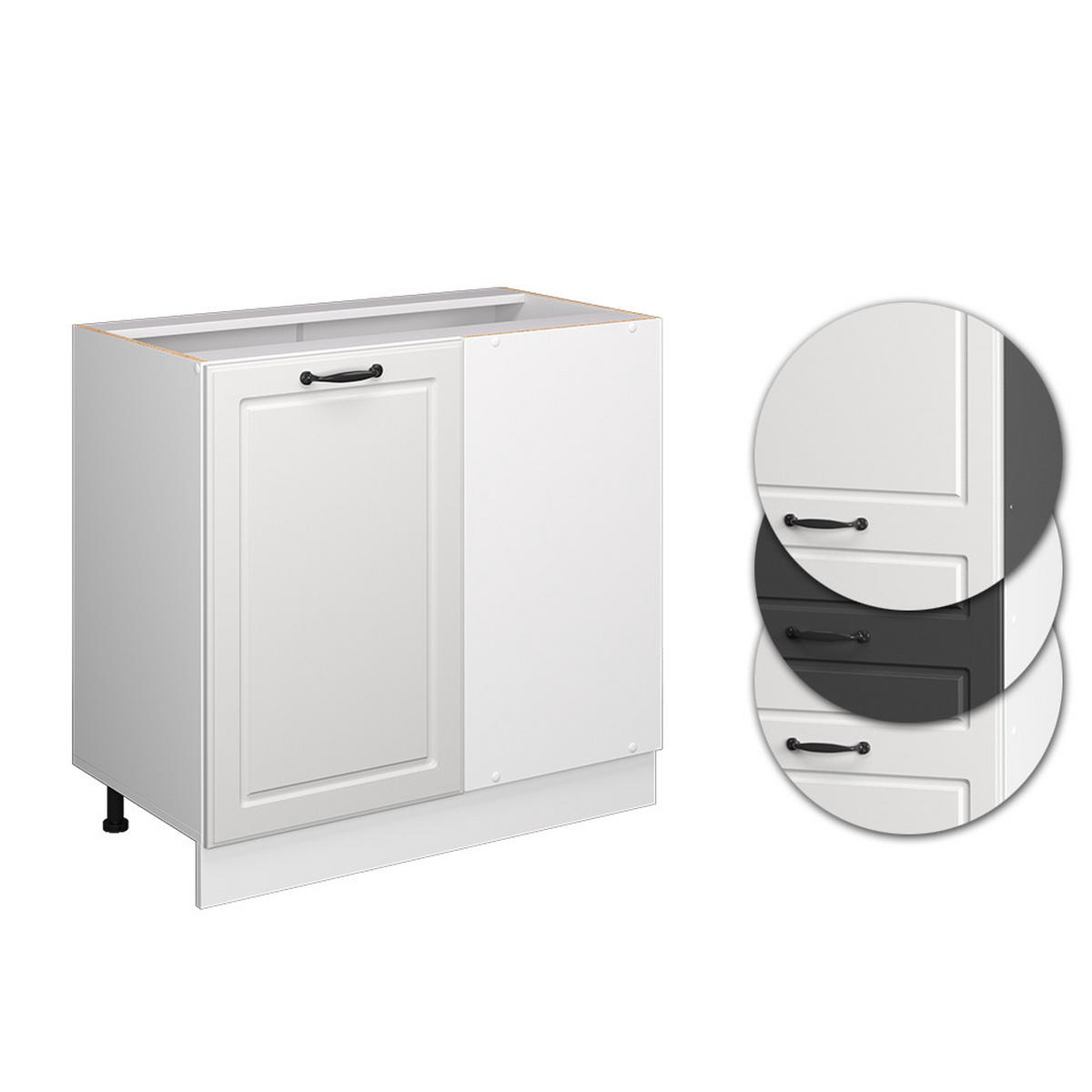 ECKUNTERSCHRANK R-Line Weiß Landhaus 86 cm ohne AP - Weiß, Holzwerkstoff (86/81.6/46cm) - Vicco