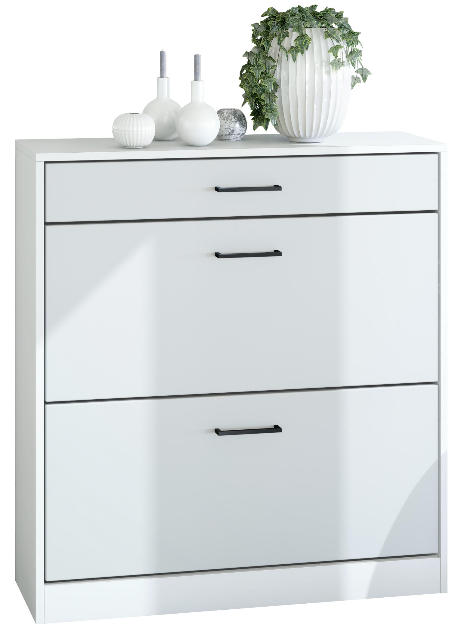 Vladon Schuhschrank Weiß 89x95.5x27 cm