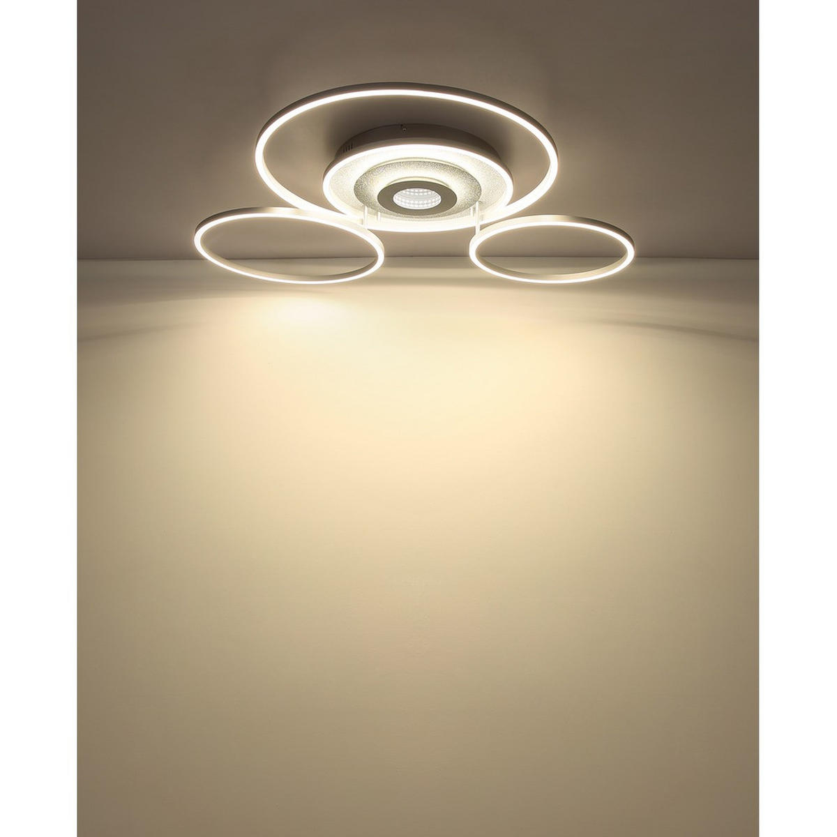 DECKENLEUCHTE MILES Metall silber, LED - Silberfarben, Metall (99.2/80.8/13.5cm) - Globo Lighting