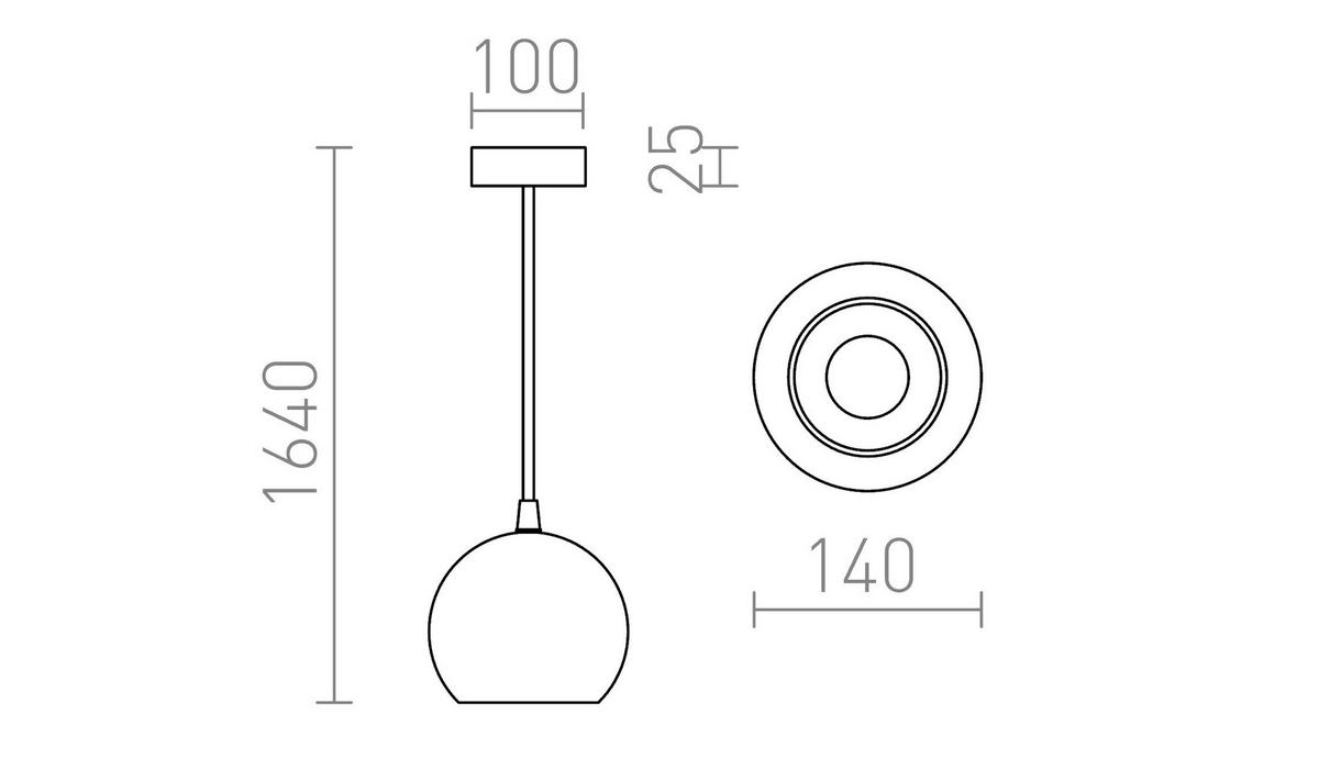 PENDELLEUCHTE COPA Opalglas 11 W - Transparent, Metall (30/30/120cm) - Rendl