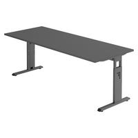 SCHREIBTISCH Serie-O 80/200/74 cm in Graphitfarben/Graphitfarben - Graphitfarben, Holzwerkstoff (80/200/74cm) - bümö