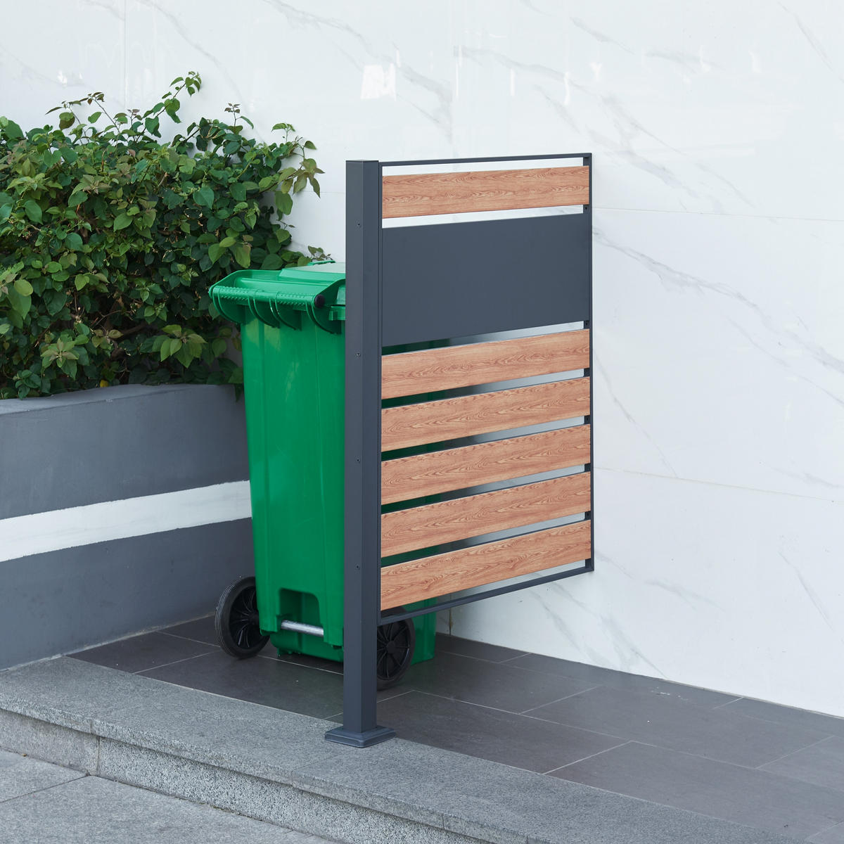 MÜLLTONNENBOX-ELEMENT Uusikaupunki - Anthrazit/Braun, Metall (83/120/11cm) - [en.casa]