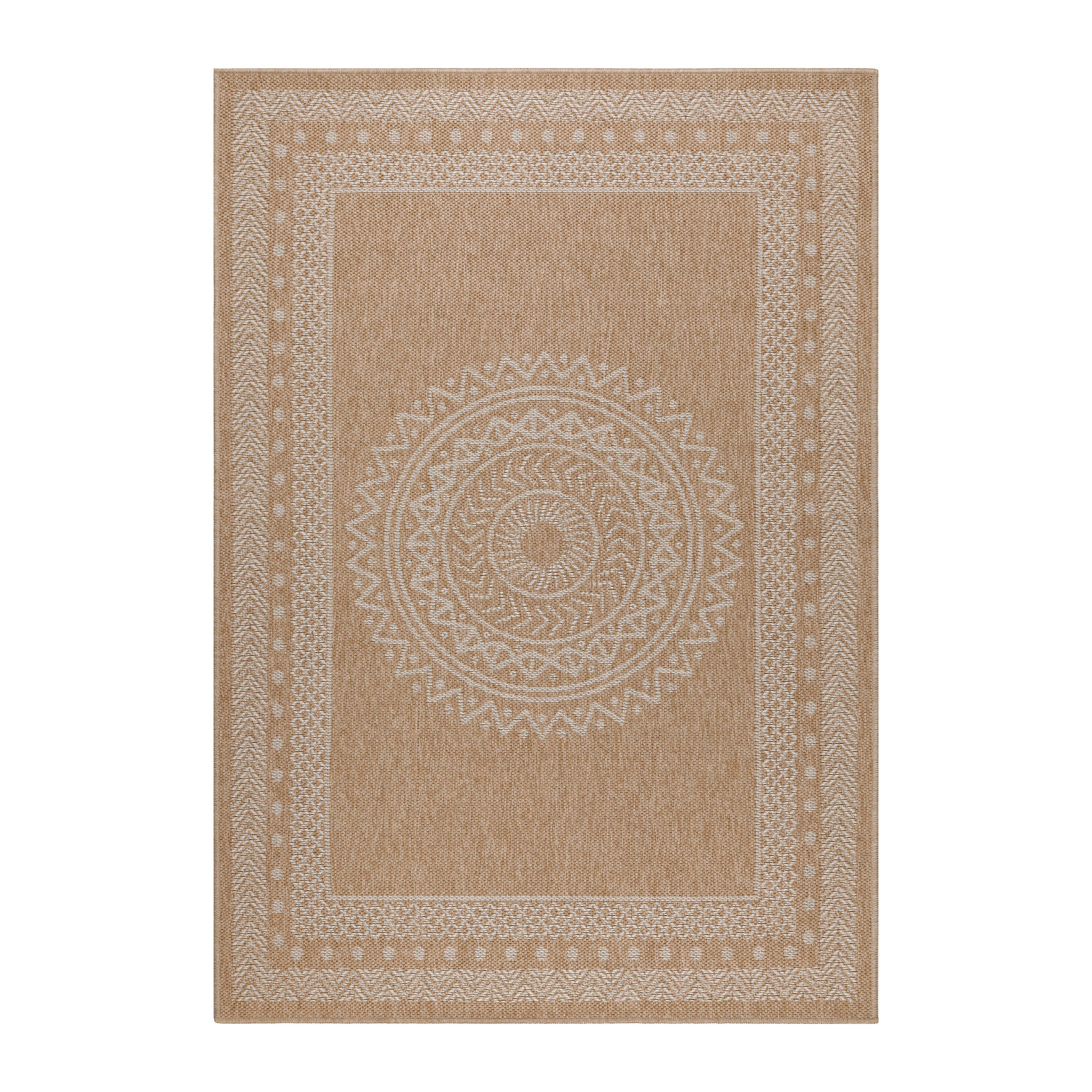 TEPPICH Outdoor Flachgewebe Vintage Polypropylen Terrasse Beige Rechteckig 140x200 - Beige, Textil (140/200cm) - KADIMA DESIGN
