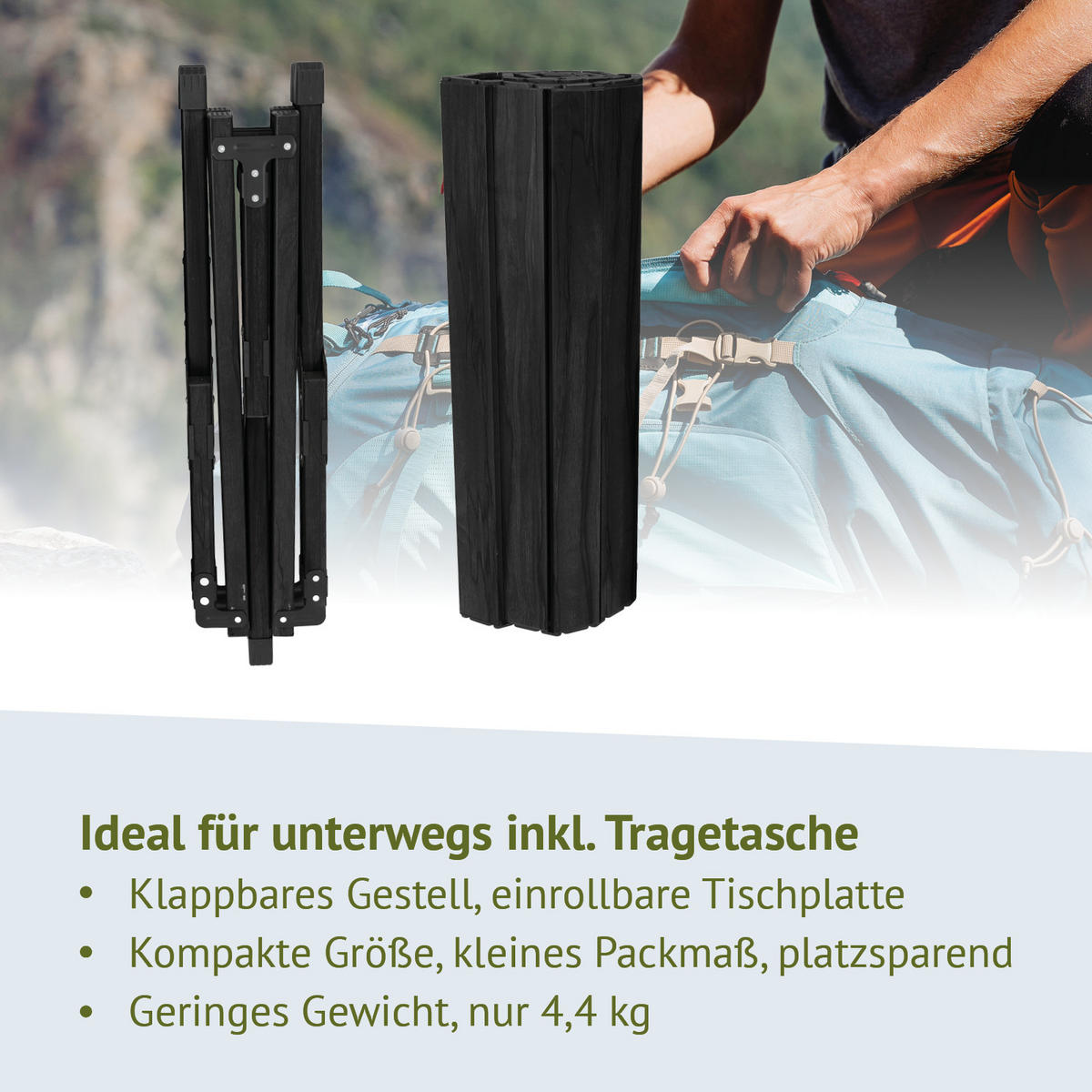 CAMPINGTISCH klappbar aus Aluminium Schwarz - Schwarz, Metall (60/119/44.5cm) - JAWINIO