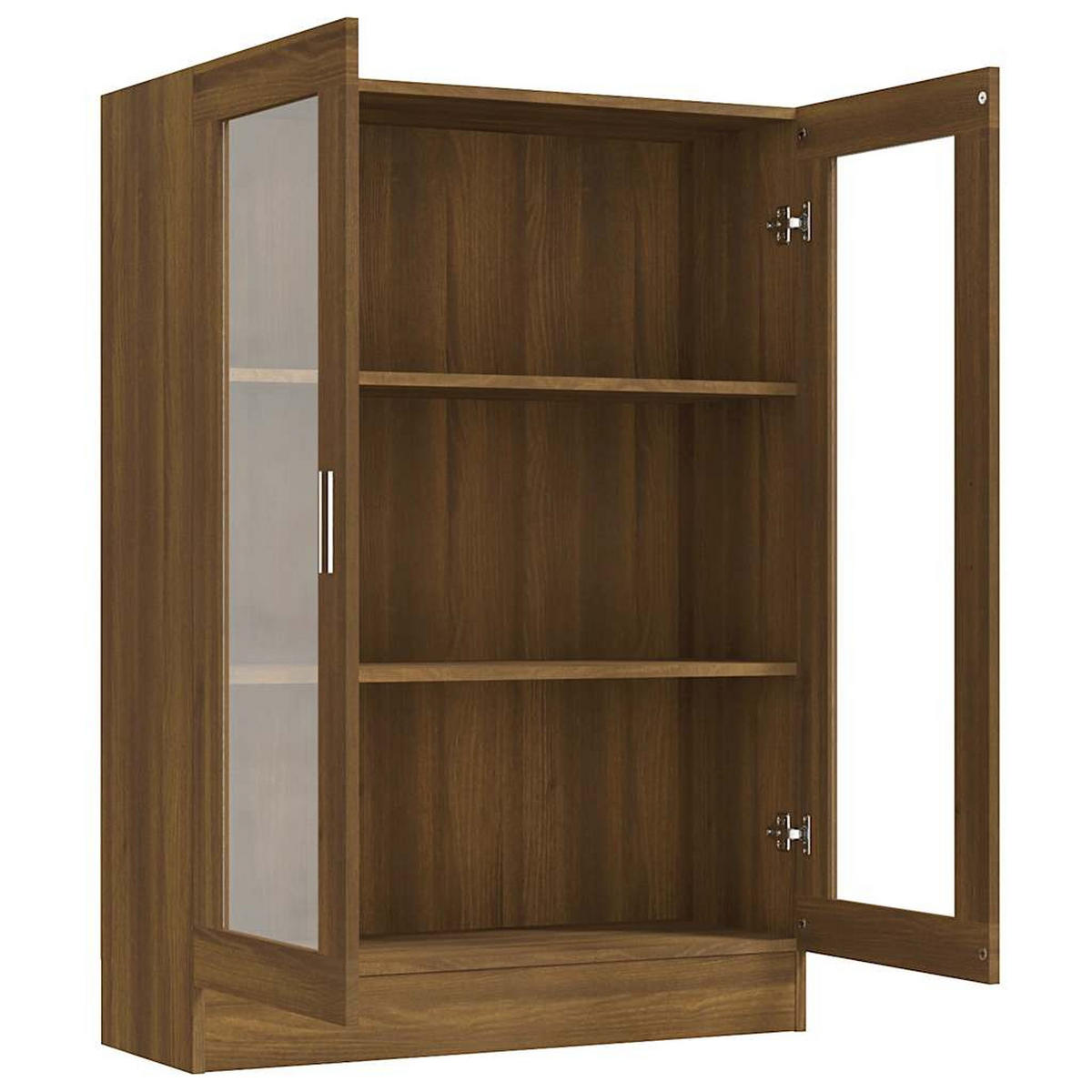 VITRINENSCHRANK mit 3 Fächern, 2 Glastüren 82,5/30,5/115 cm aus Holzwerkstoff Braun Eiche-Optik Dekor - Dunkelbraun, Holz (82.5/115/30.5cm) - vidaXL