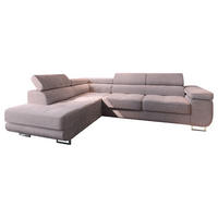 ECKSOFA APIRO L-S Lila Kordstoff mit Schlaffunktion - Silberfarben/Lila, Holz/Textil (276/202cm) - MASSENO