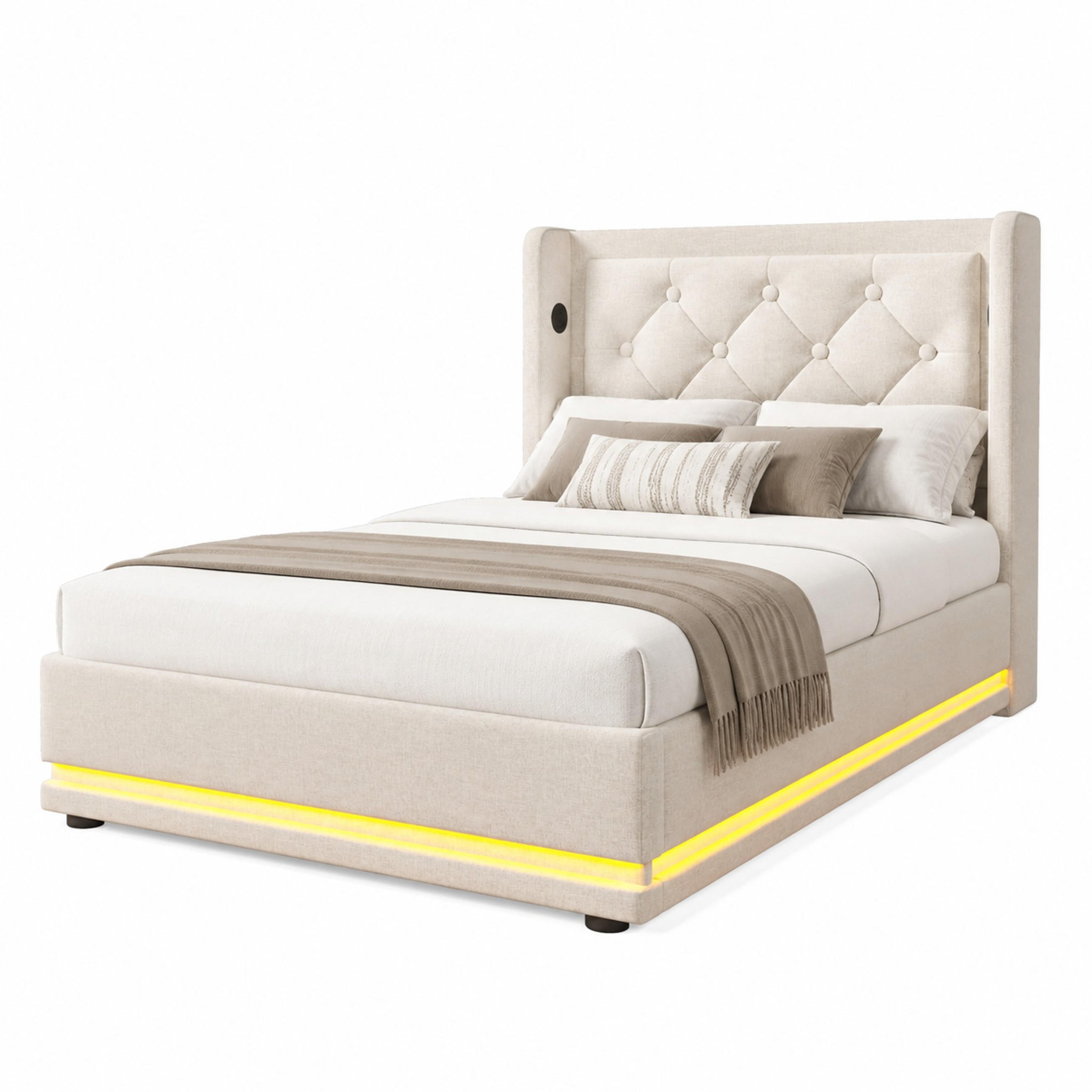 Beauniv Polsterbett Beige 90x200 cm