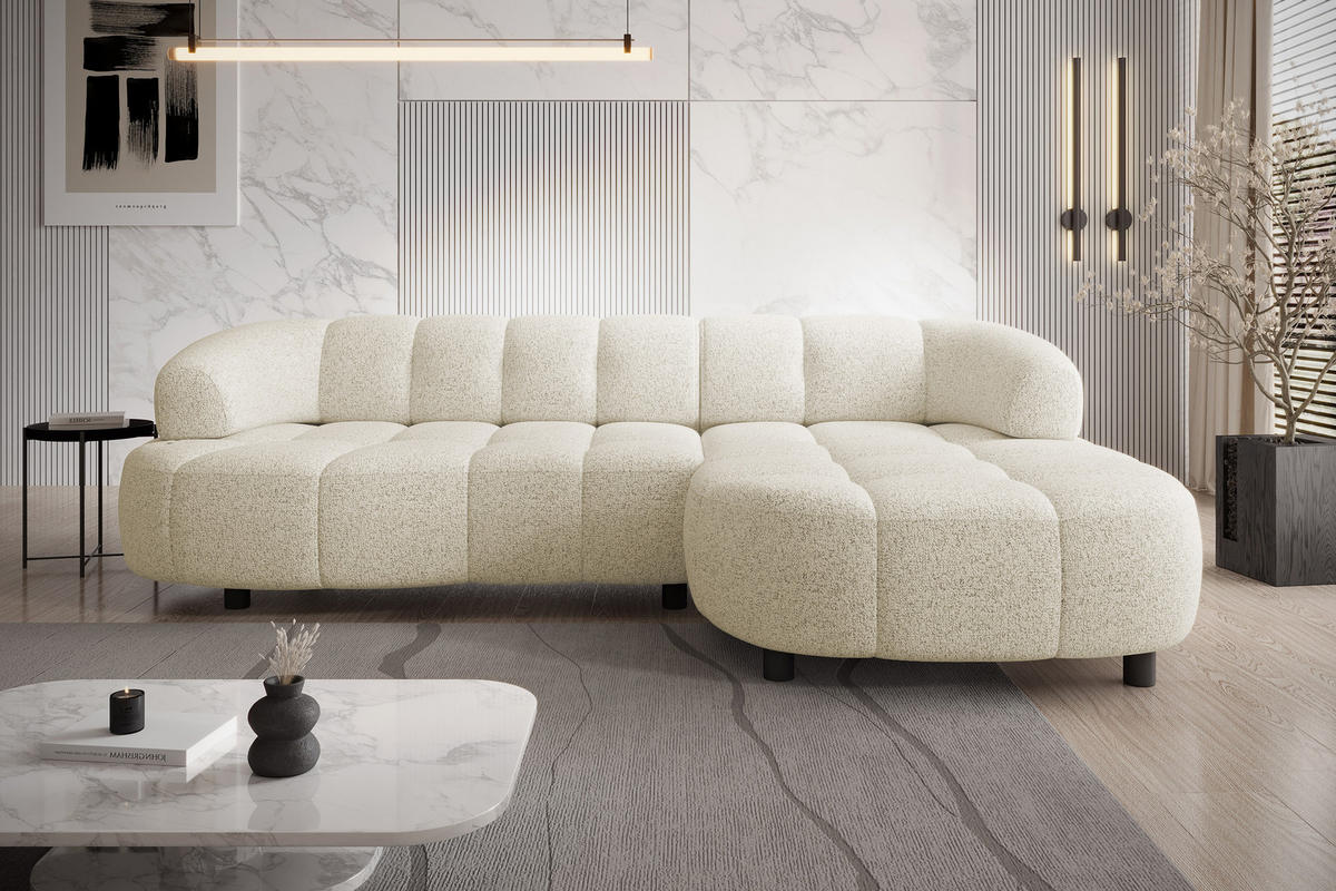 ECKSOFA Wesper S – Eckcouch mit Elektrischer Sitzverstellung, L-förmig, Freistehend, Relaxfunktion, 183x284x79 cm – Rechte, Beige - Beige, Holz/Textil (284/113cm) - DomoHome
