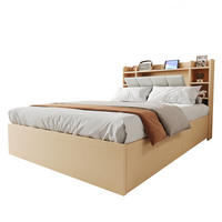 BETT 140/200 cm in Natur mit Stauraum, USB und Type-C - Naturfarben, Holzwerkstoff (140/200cm) - CHICFURN
