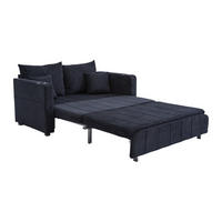 SCHLAFSOFA Zweisitzer mit Schlaffunktion,ausziehbar,Chenille,Schwarz - Schwarz, Textil (73/83/139cm) - LVHOM