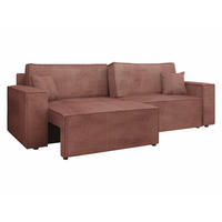 SCHLAFSOFA Karl Cord mit L-Funktion - Schwarz/Rosa, Holz/Kunststoff (245/82/139cm) - MIRJAN24