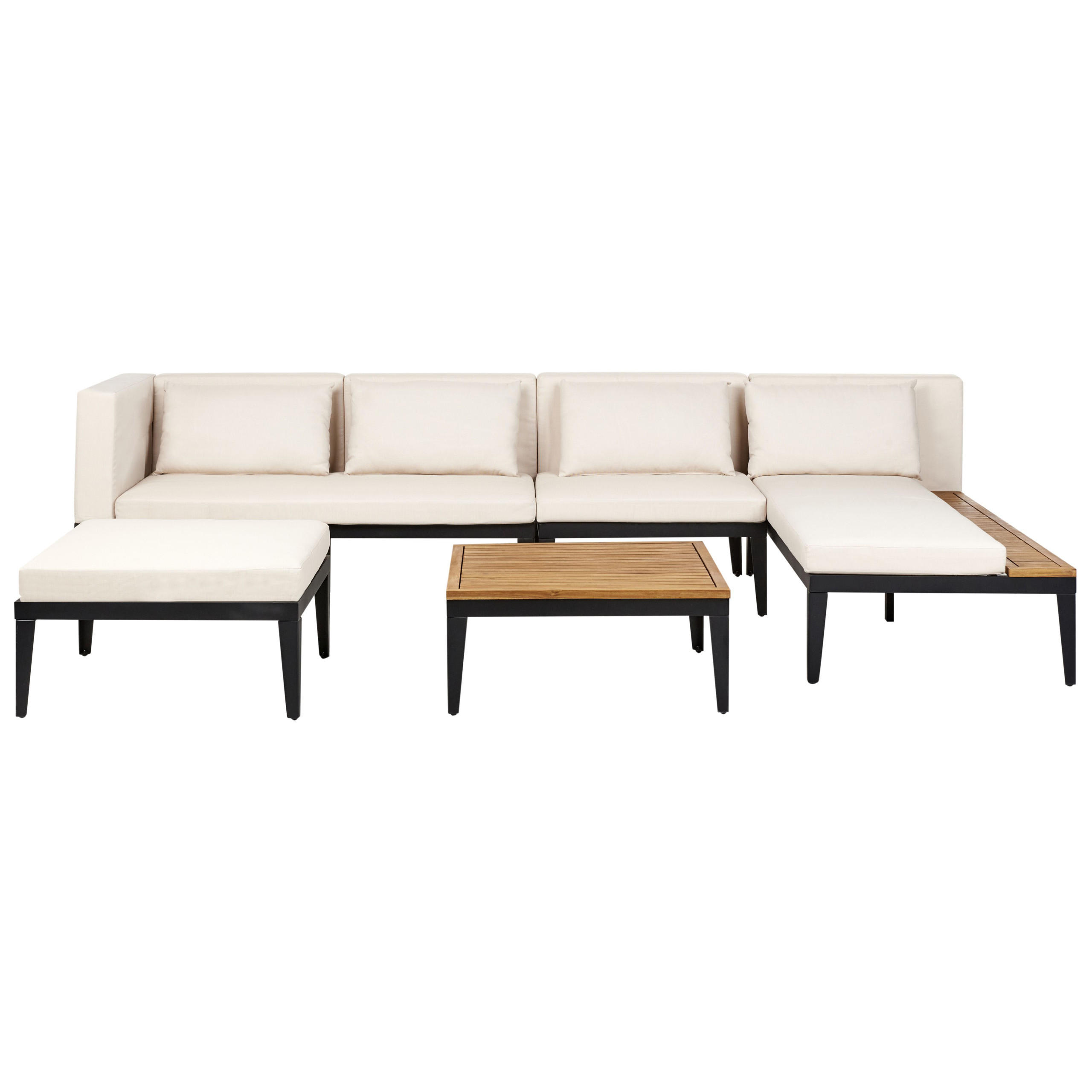 LOUNGE-SET 4-Sitzer Beige Bracciano - Hellbraun/Beige, Holz - Beliani
