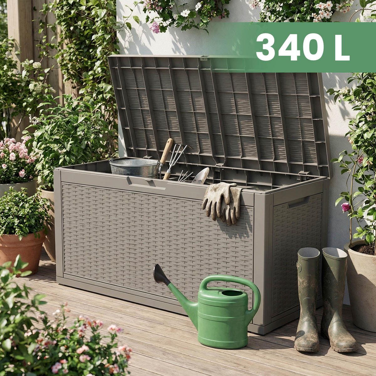 GARTENBOX 340L Grau - Grau, Kunststoff (119/58.8/51.7cm) - Akord