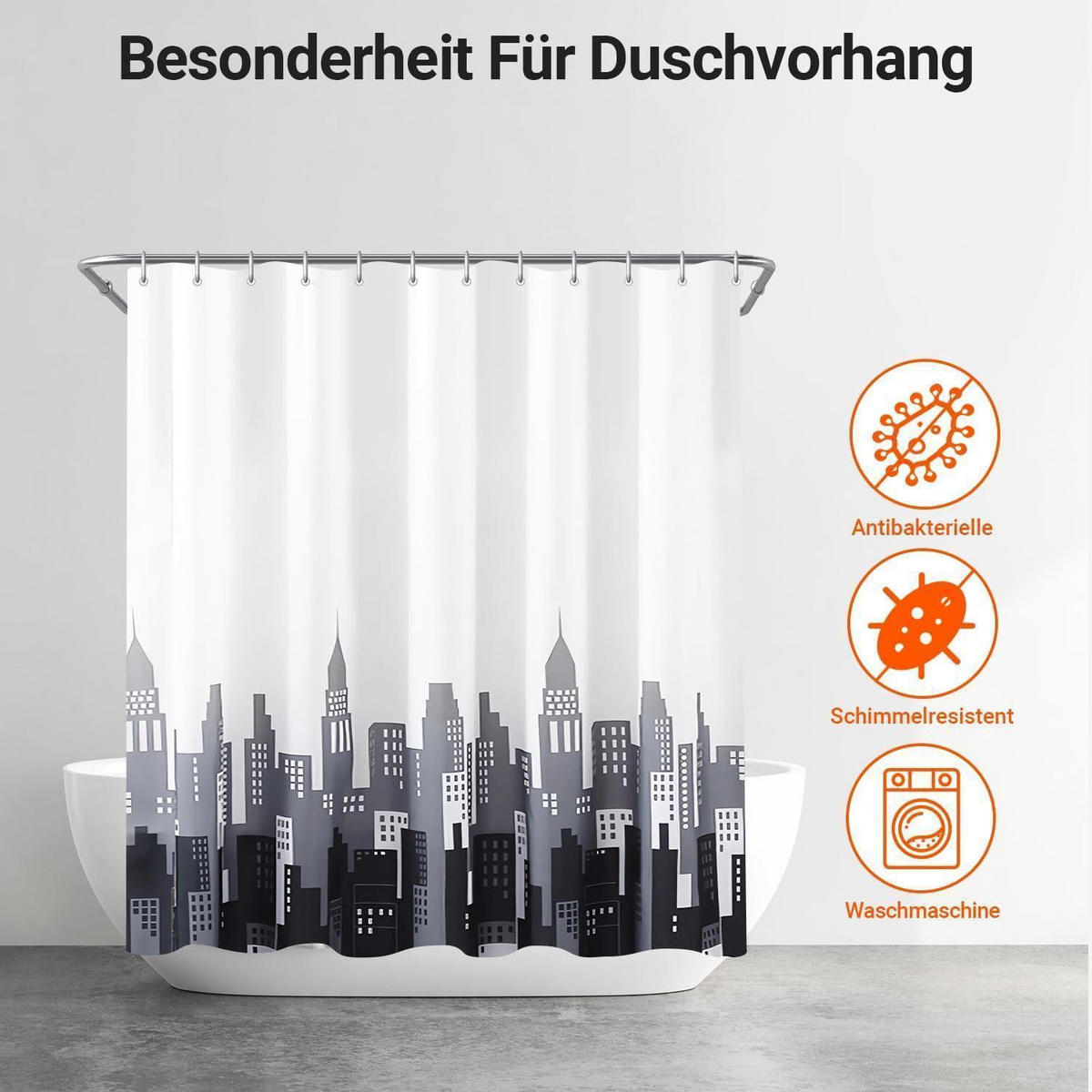 DUSCHVORHANG Eisenturm 180 x 200 cm Textil Wasserabweisend Waschbar - Multicolor, Textil (180/200cm)