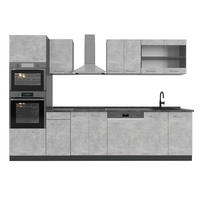 KÜCHENZEILE R-Line Beton 300 cm mit Hochschrank, AP Anthrazit - Anthrazit/Grau, Holzwerkstoff (300/206.8/60cm) - Vicco