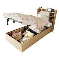 JUGENDBETT 90/200 cm in Naturfarben mit Bettkasten, USB, Type-C und Ablagen - Naturfarben, Holzwerkstoff/Metall (90/200cm) - STILVORA