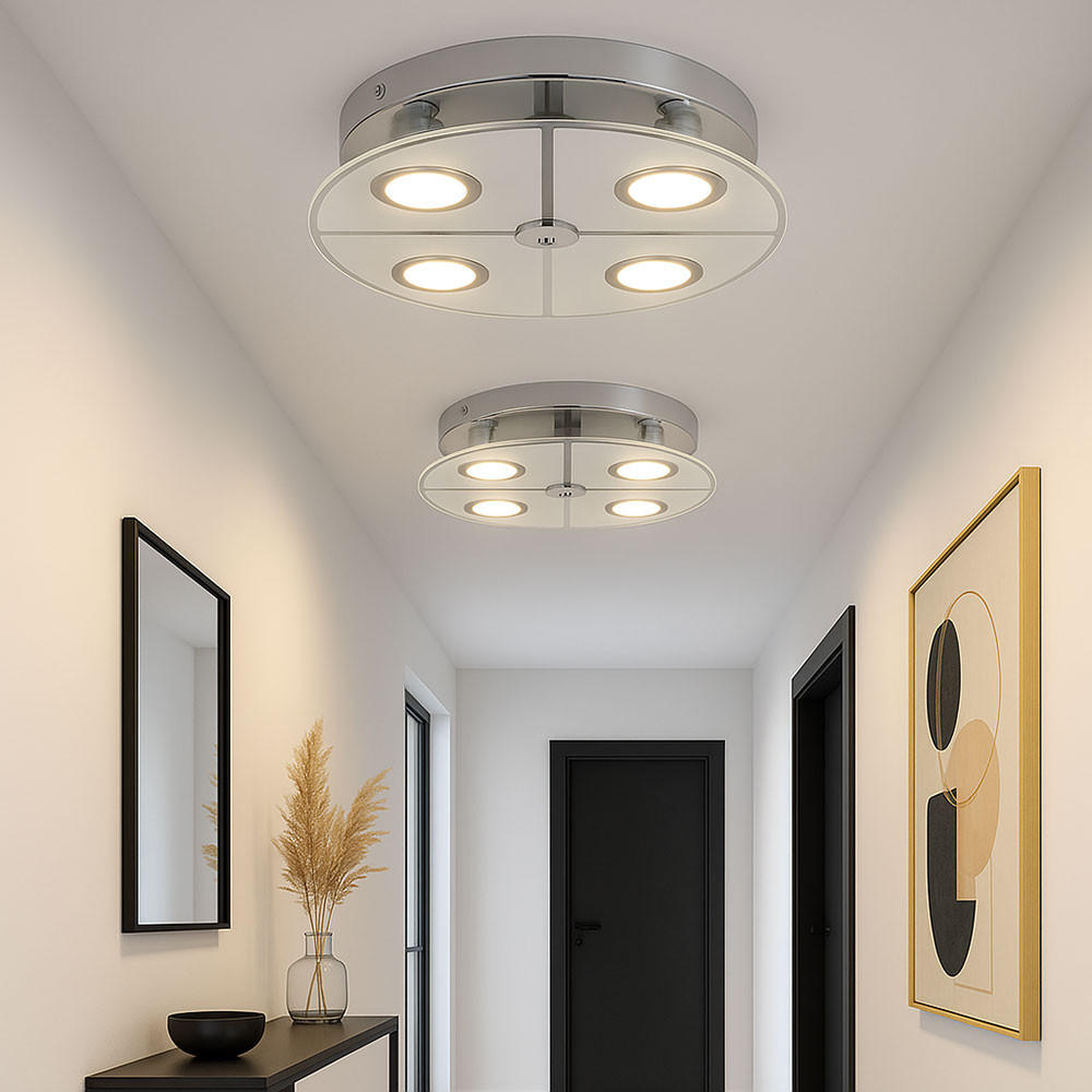 LED DECKENLEUCHTE RENE Metall Silber 2er Set - Silberfarben, Glas (30/30/7.5cm) - Globo Lighting