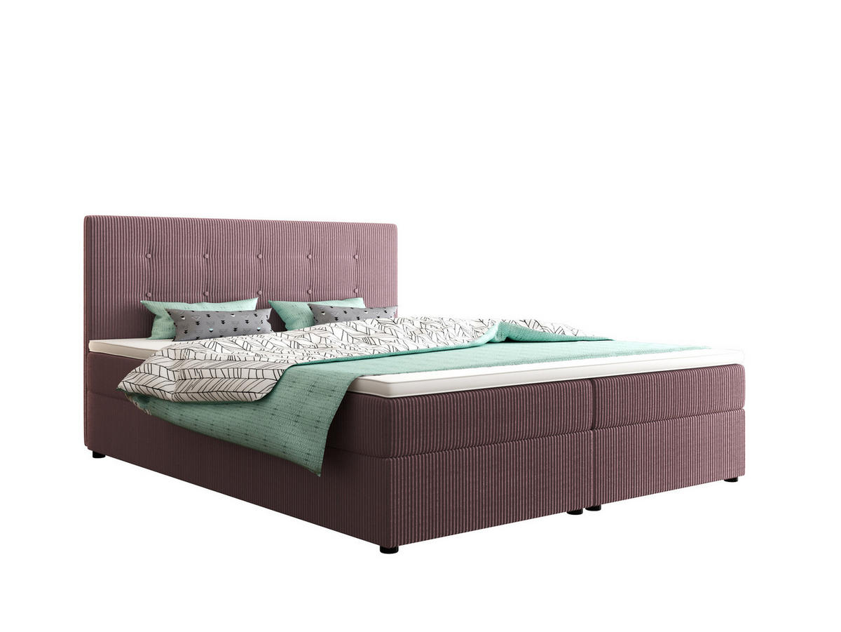 BOXBETT FADO 1 mit Matratze H3 und Topper 140x200 Zoom 17 - Violett, Holz/Textil (140/200cm) - Bedante