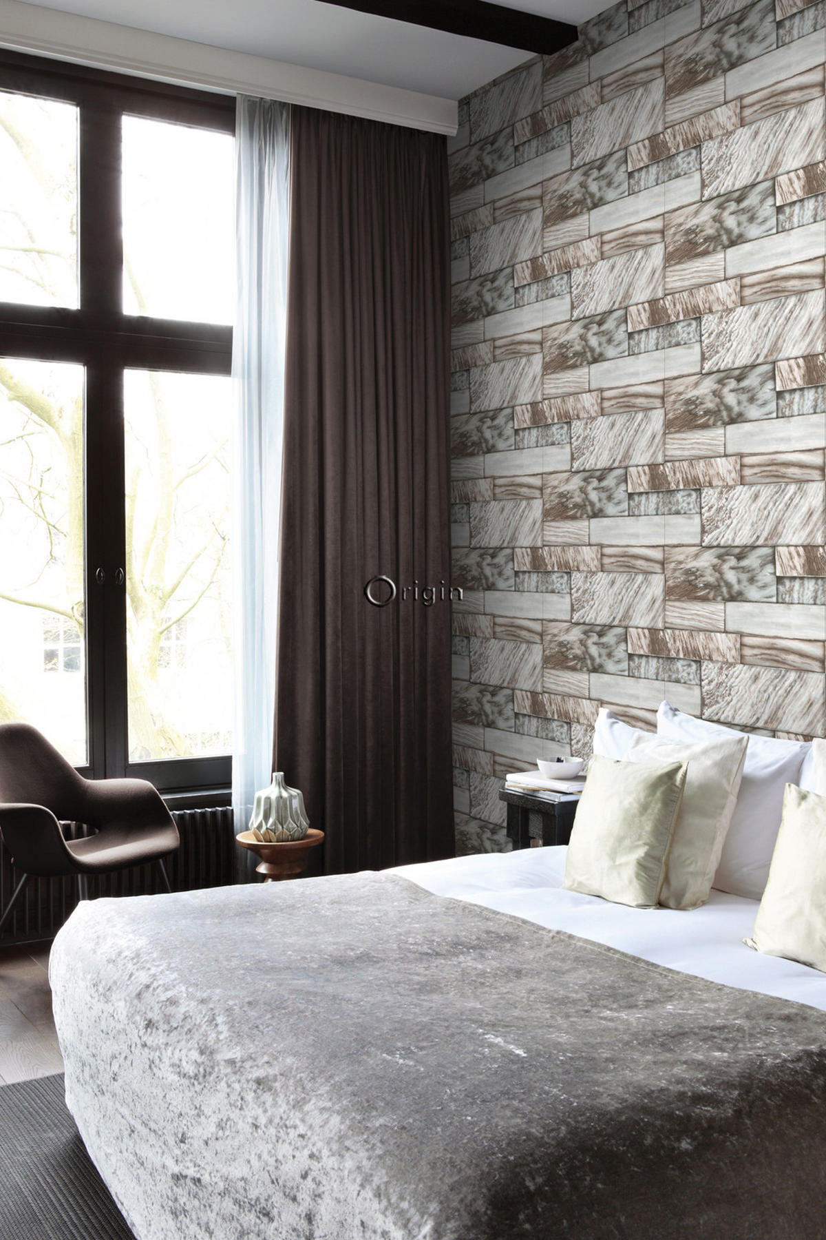 TAPETE Marmor-Optik 53 cm x 10.05 m - Braun, Papier (53/1000cm) - Origin Wallcoverings