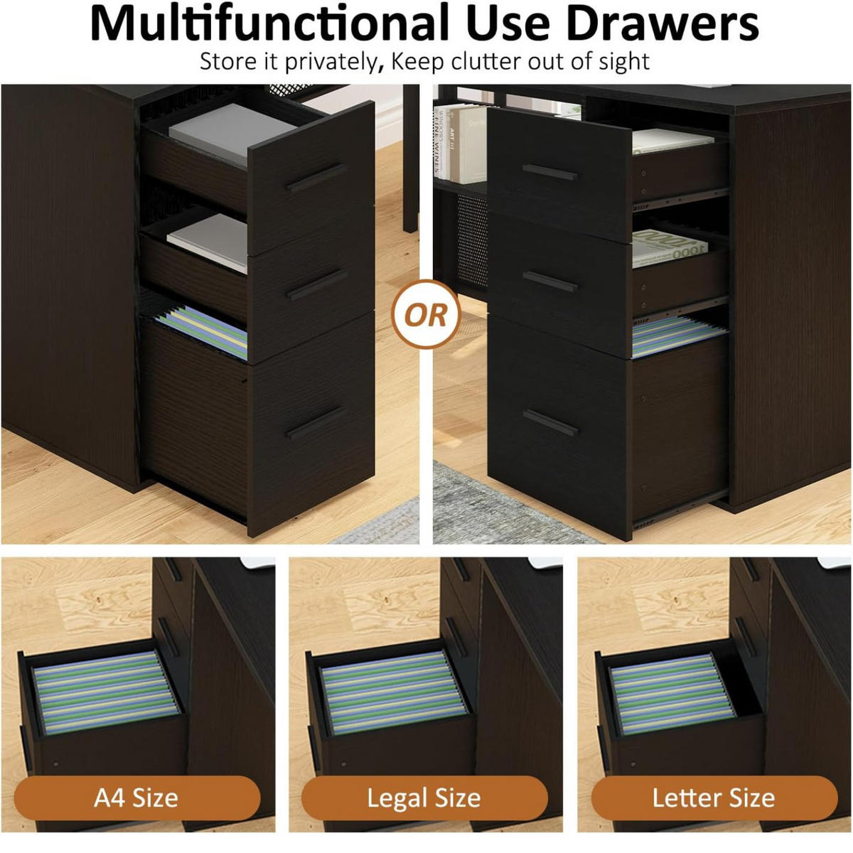 SCHREIBTISCH L-FORM mit Schubladen Eckschreibtisch 150 x 150 cm - Schwarz, Holzwerkstoff/Metall (150/150/76.2cm) - Quality Elegance