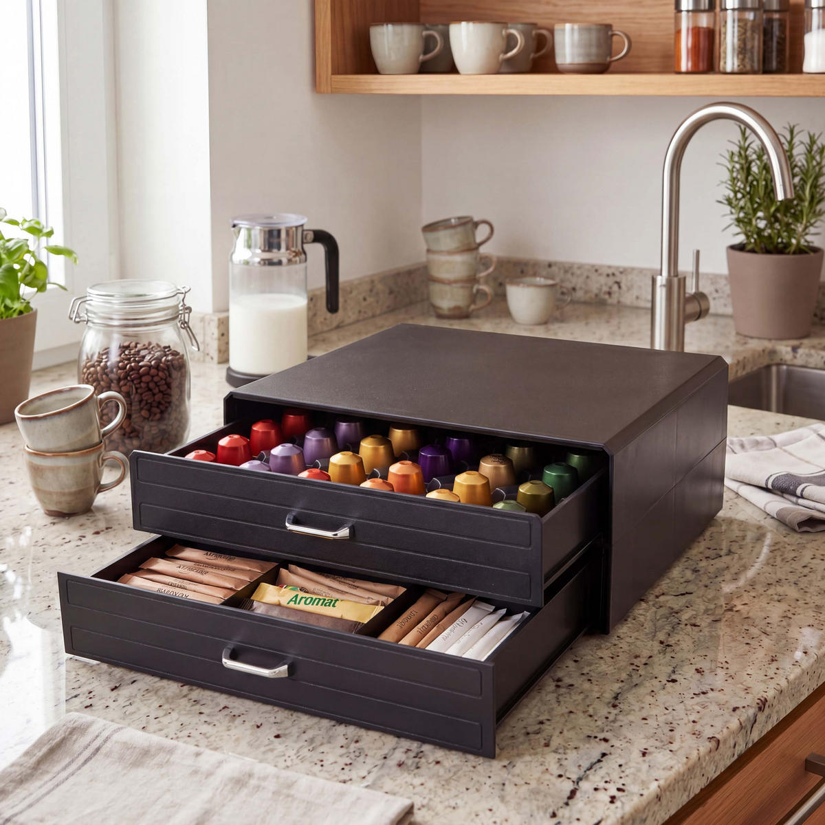 SCHUBLADENBOX eckig Schwarz - Schwarz, Kunststoff (34/32cm) - MCW