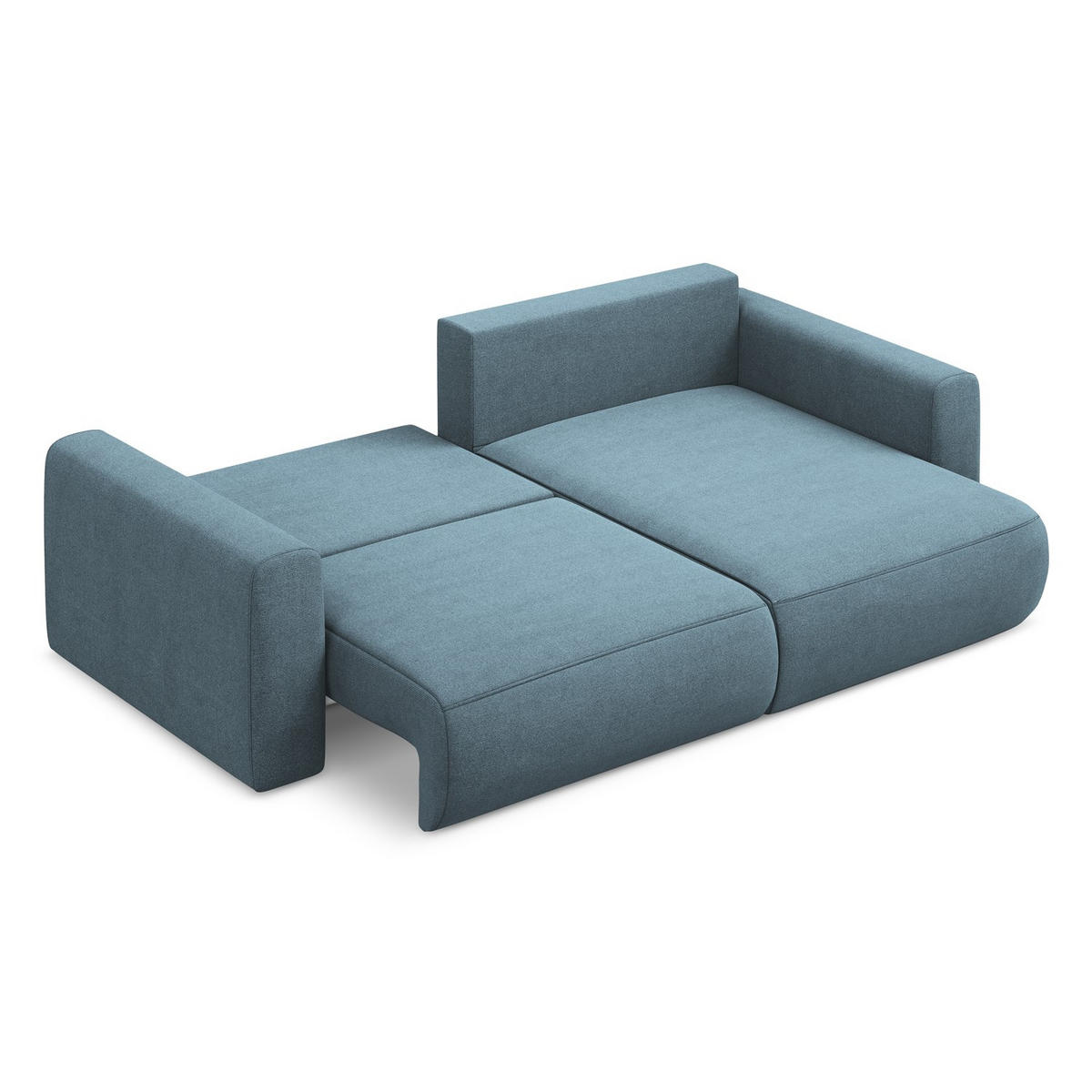 ECKSOFA mit Schlaffunktion Strukturstoff Stoff Blau - Blau/Schwarz, Kunststoff/Textil (240/149cm) - LaMiaSofa