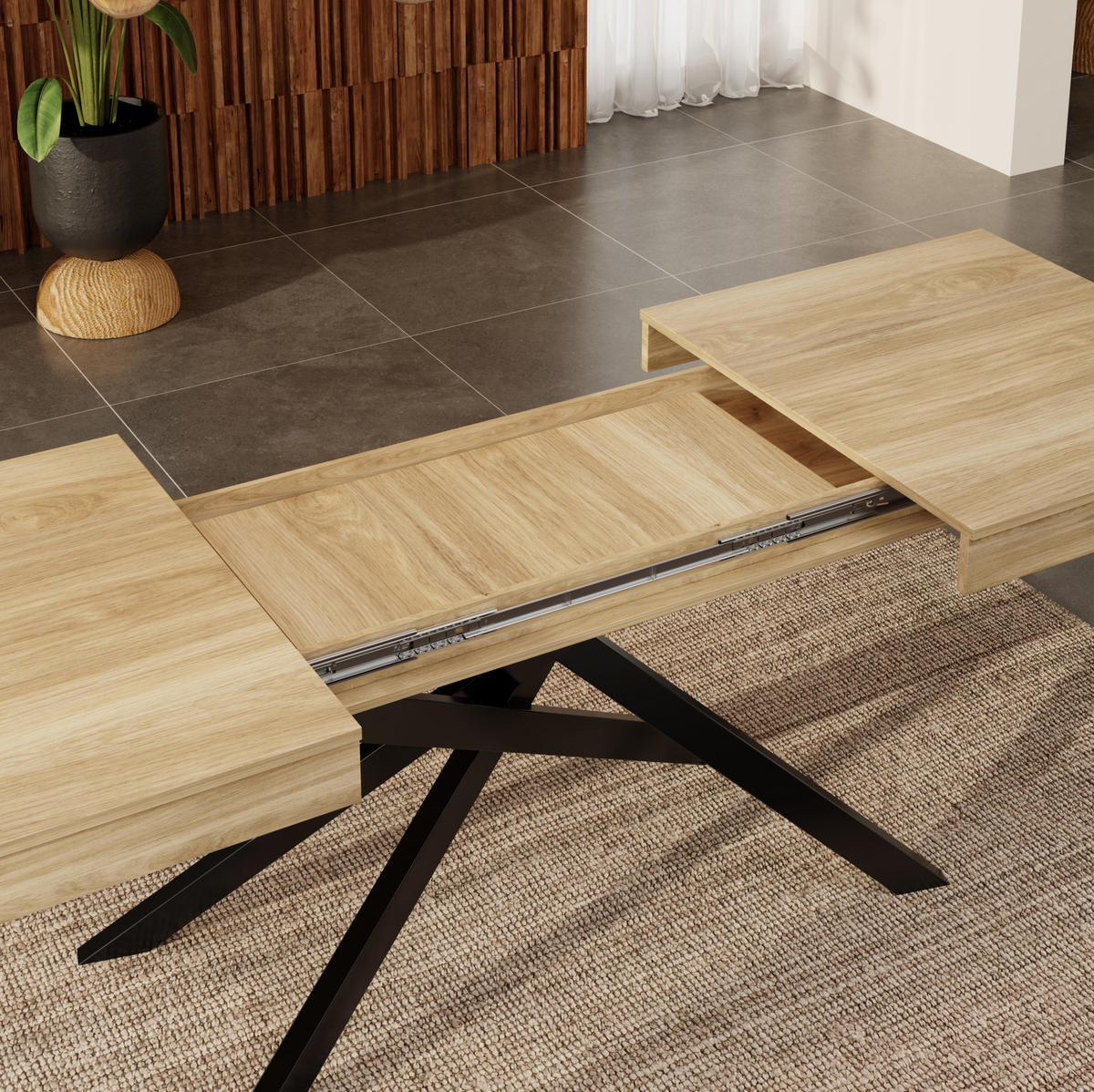 JEDÁLENSKÝ stôl 140/180/80 cm dubová farba, rozkladací, MDF - farba duba, kompozitné drevo (180/80/76cm) - BEAOK