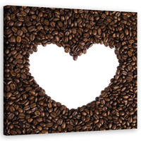 WANDBILD kaffee herz - Braun, Textil (50/50cm) - Feeby