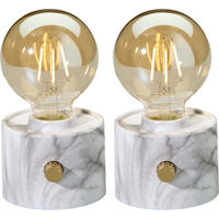 LED-TISCHLAMPE Vintage Edison dimmbar 10x9x16cm 2er-Set Marmor - Weiß Hochglanz, Kunststoff (10/8.7/16cm) - Northpoint