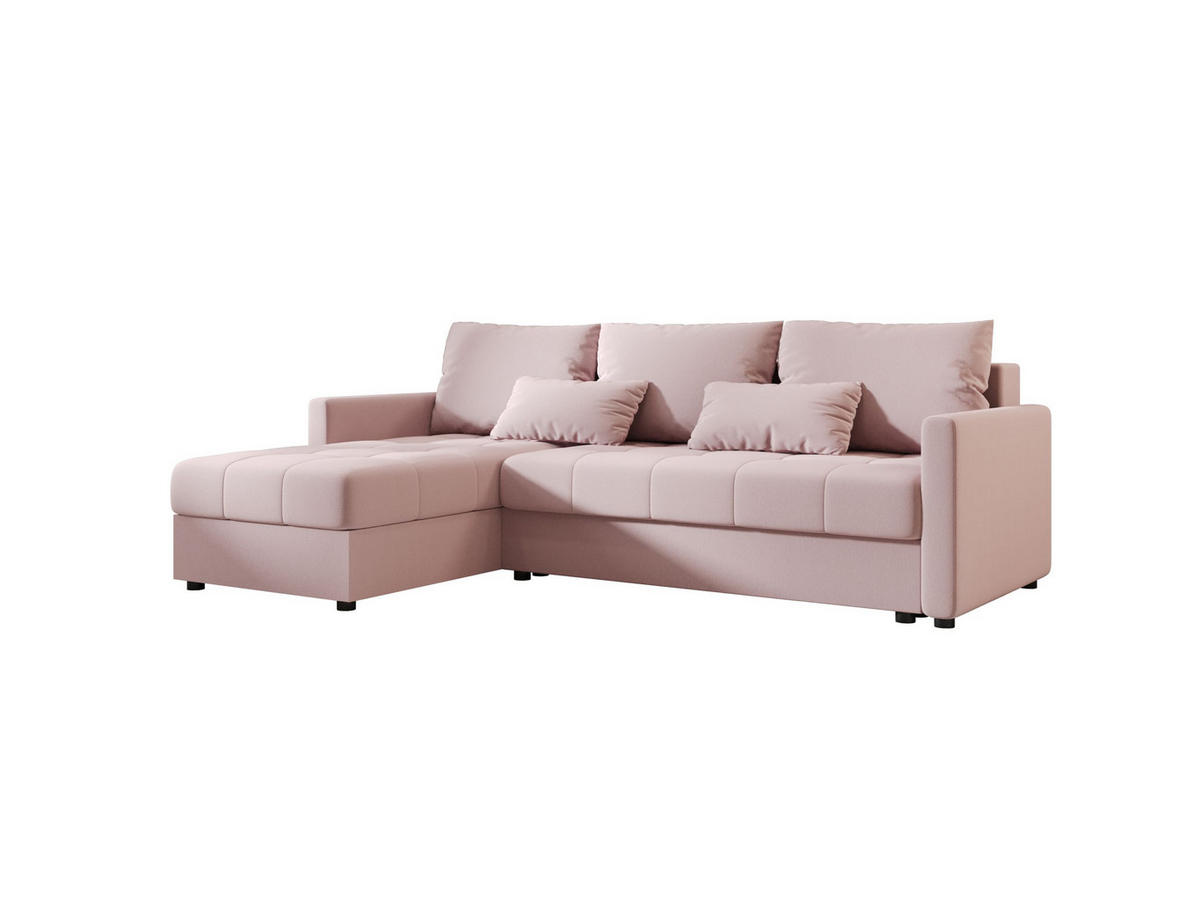 ECKSOFA MOS L BIS Cosmic 14 Links mit Schlaffunktion - Rosa, Textil (220/143cm) - Bedante