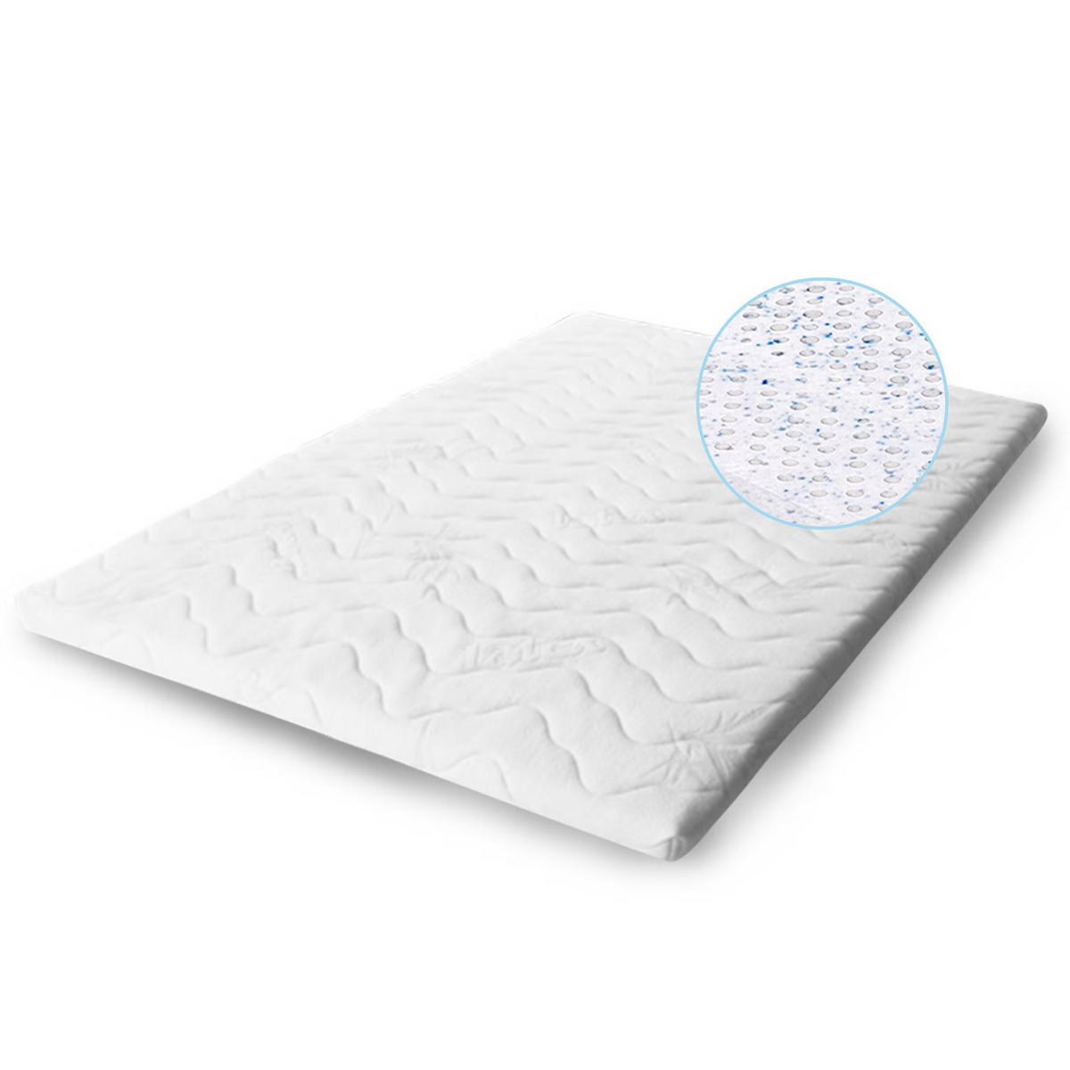 TOPPER Gel Latex 180x200 cm Höhe 8 cm – 7 Zonen, orthopädisch, atmungsaktiv - Weiß, Textil (180/200cm) - Letti Moderni