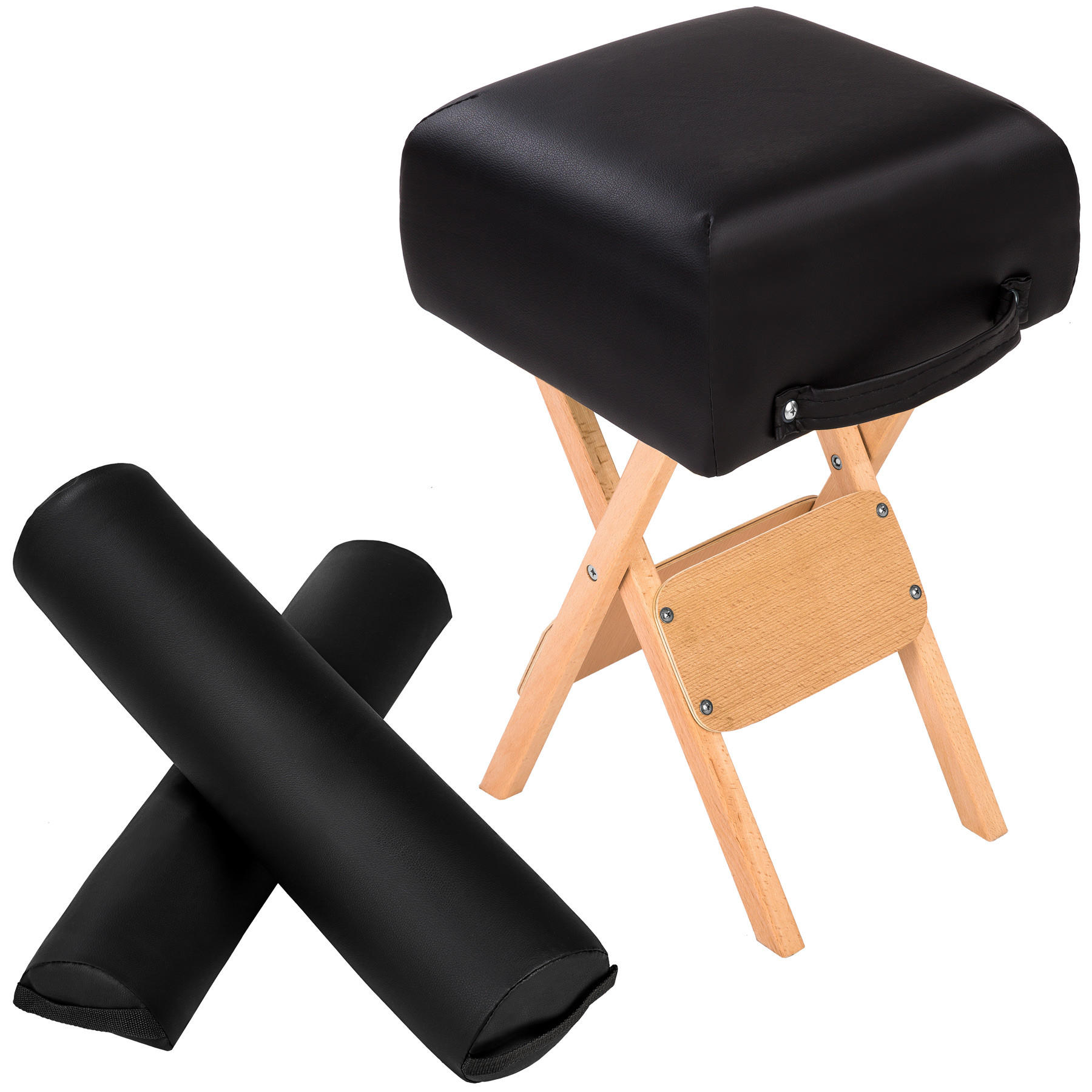 HOCKER mit 2 Lagerungsrollen, leichte Reinigung,schwarz - Schwarz, Textil (34/54/34cm) - tectake
