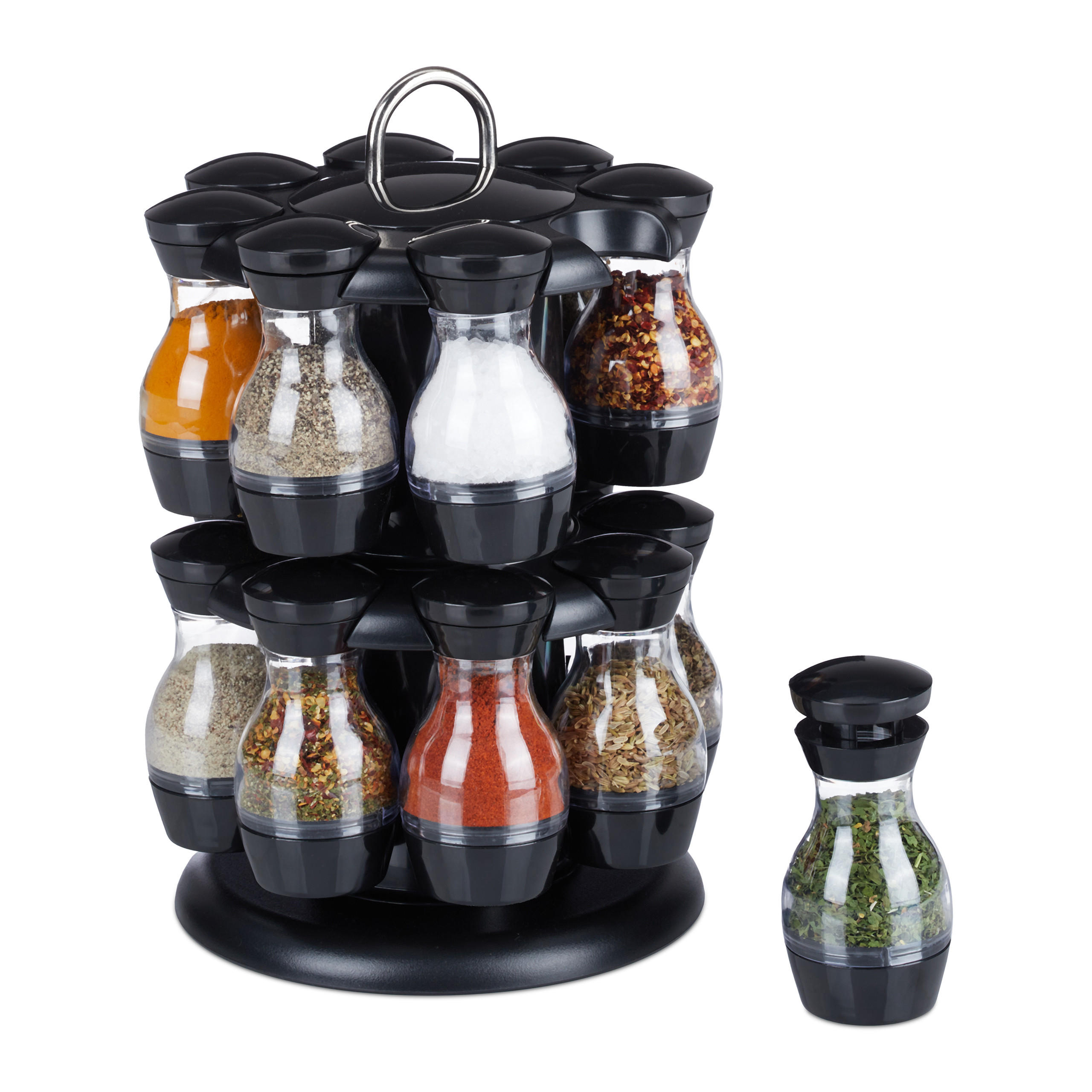 GEWÜRZKARUSSELL - Schwarz, Kunststoff (19/29/19cm) - Relaxdays
