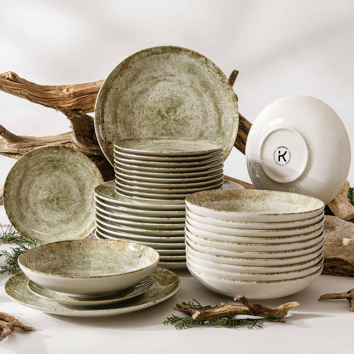 TAFELSERVICE ERATO 12 Personen 36-tlg Hartporzellan - Beige, Keramik (27.5/2/27.5cm) - KONSIMO®