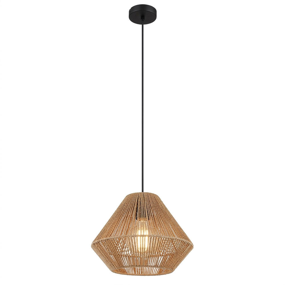 METALL HÄNGELEUCHTE Schwarz Naturfarbe - Beige, Glas (35/35/120cm) - Globo Lighting