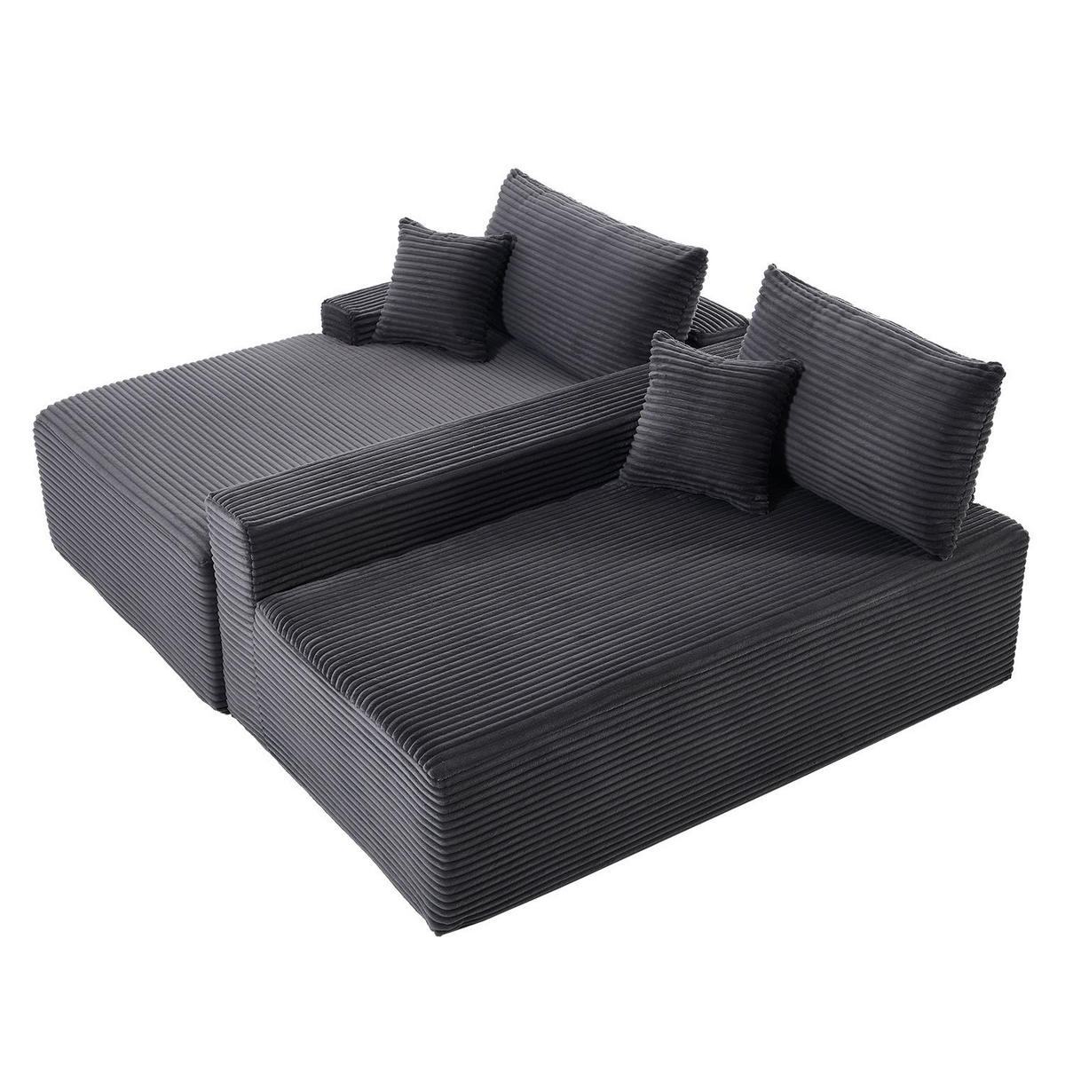 SOFA Coredo dunkelgrau Cord - Dunkelgrau, Textil (155/250cm) - Juskys