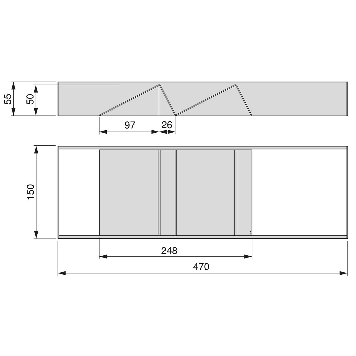 SCHUBLADENORGANISATOR Orderbox, 150x470mm, Stahl und Holz, Anthrazitgrau - Anthrazit, Metall (16/9/50.5cm) - EMUCA