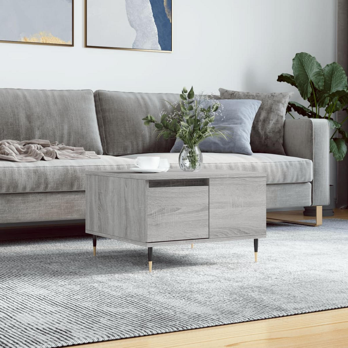 COUCHTISCH Grau Sonoma 55x55x36,5 cm Holzwerkstoff - Grau, Holzwerkstoff (55/55/36.5cm) - furnicato