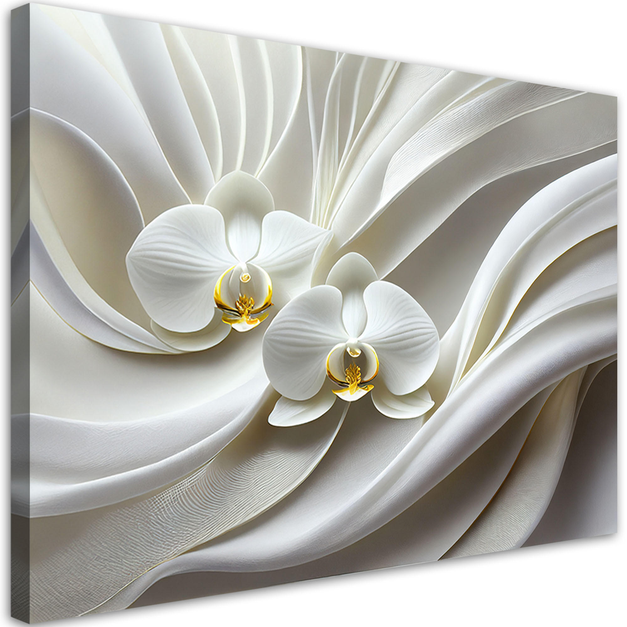 LEINWANDBILD Weiße Orchidee 3D Abstraktion 90x60cm - Weiß, Textil (90/60cm) - Feeby