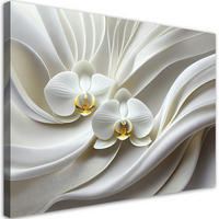 LEINWANDBILD Weiße Orchidee 3D Abstraktion 90x60cm - Weiß, Textil (90/60cm) - Feeby