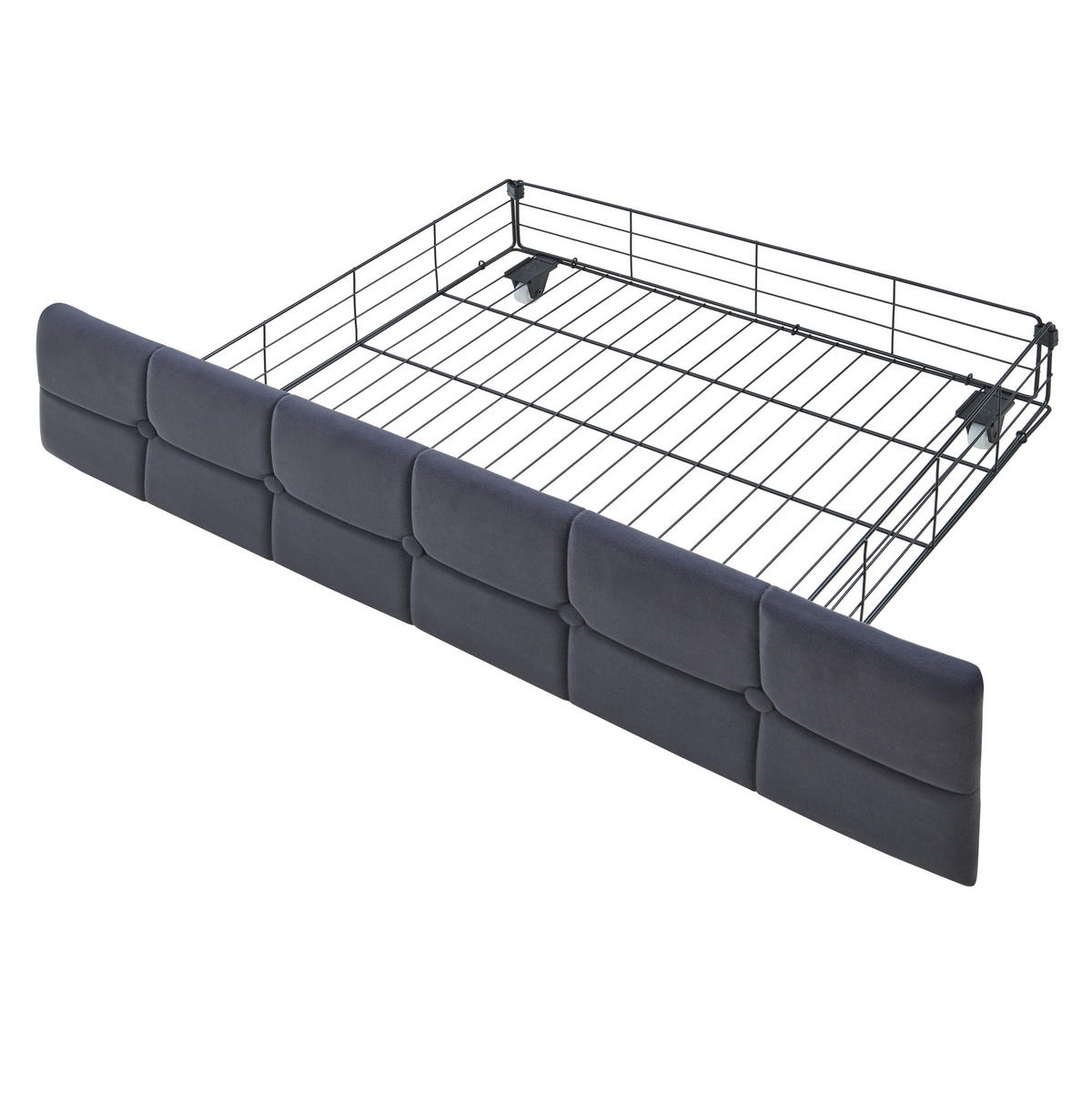 POLSTERBETT 90/200 cm Grau aus Stoff mit 2 Schubladen - Grau, Textil (90/200cm) - OKMYHOME