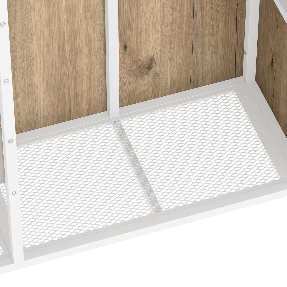 HALBHOHES BETT 90x200cm Weiß 2 Schubladen Kleiderschrank LED-Licht - Weiß, Metall (90/200cm) - FLIEKS