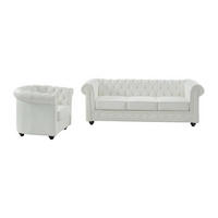 SOFAGARNITUR ohne Schlaffunktion - 4 Personen - Leder - Weiß - - Weiß, Leder (205/72/78cm) - Vente-Unique